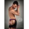 Passion Boxer 009 lila y negro con trasera abierta, modelo de espaldas