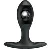 Pretty Love plug anal hinchable negro, plug de frente con detalle del interior