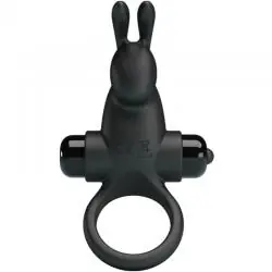 Pretty love - anillo vibrador + estimulador rabbit clítoris 10 vibraciones negro