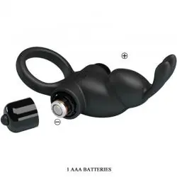 Pretty love - anillo vibrador + estimulador rabbit clítoris 10 vibraciones negro