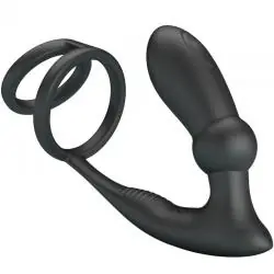 Pretty love - emoni anillo pene + plug anal 12 vibraciones negro