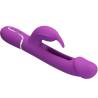 Pretty Love Kampas morado, vibrador rabbit en horizontal visto desde la punta