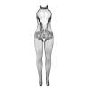 Bodystocking Negro Encaje Cuello Alto Subblime, la prenda sola, de frente