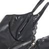 Corpiño Negro con Ligueros Subblime L/XL, detalle de la cremallera y el encaje
