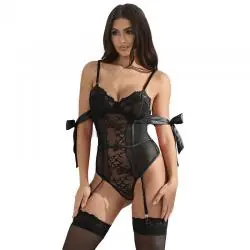 Subblime - 955502 body de encaje con lazos y ligas negro l/xl