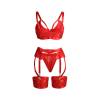 Set Bondage Rojo con Liguero y Ligas Subblime S/M, el conjunto sin modelo, otra vista