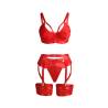 Set Bondage Rojo con Liguero Subblime L/XL, el conjunto sin modelo, de frente
