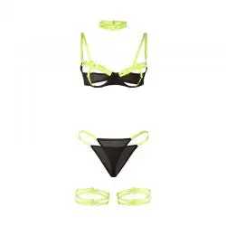 Subblime - 955281 set sujetador con collar y detalles para piernas verde fluorescente l/xl