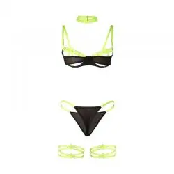 Subblime - 955281 set sujetador con collar y detalles para piernas verde fluorescente l/xl
