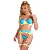 Subblime - 955328 set sujetador con encaje y ligueros verde y azul l/xl - 1