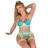 Subblime - 955328 set sujetador con encaje y ligueros verde y azul l/xl - 3