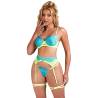 Subblime - 955328 set sujetador con encaje y ligueros verde y azul l/xl - 4