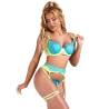 Subblime - 955328 set sujetador con encaje y ligueros verde y azul l/xl - 5