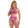 Subblime - 955359 set sujetador con encaje y ligueros rosa y morado s/m - 4