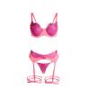 Subblime - 955359 set sujetador con encaje y ligueros rosa y morado s/m - 6