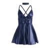 Vestido Efecto Cuero Azul Subblime S/M, la prenda sola de espaldas