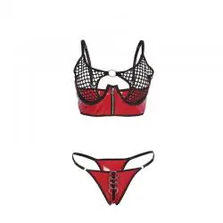 Subblime - 955533 conjunto sujetador con cremallera de malla de charol rojo s/m