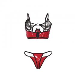 Subblime - 955533 conjunto sujetador con cremallera de malla de charol rojo s/m