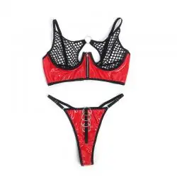 Subblime - 955533 conjunto sujetador con cremallera de malla de charol rojo s/m