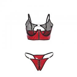 Subblime - 955540 conjunto sujetador con cremallera de malla de charol rojo l/xl
