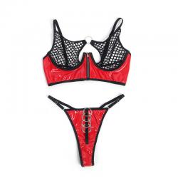 Subblime - 955540 conjunto sujetador con cremallera de malla de charol rojo l/xl