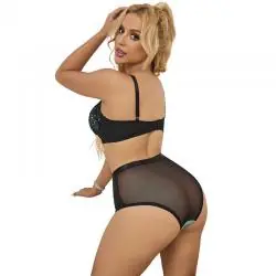 Subblime - 955557 conjunto sujetador con cremallera de malla de charol verde s/m