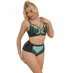 Subblime - 955564 conjunto sujetador con cremallera de malla de charol verde l/xl