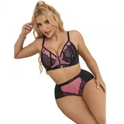 Subblime - 955571 conjunto sujetador con cremallera de malla de charol rosa s/m