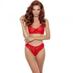 Passion - denelia set tanga + top rojo l/xl