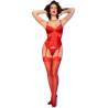 Chilirose - cr 4845 corset y medias rojo - 4