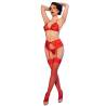 Chilirose - cr 4848 set sujetador + tanga + medias de encaje rojo - 4