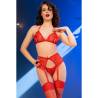 Chilirose - cr 4848 set sujetador + tanga + medias de encaje rojo - 6