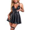 Vestido Negro Efecto Cuero con Vuelo Subblime L/XL, de frente, de lado