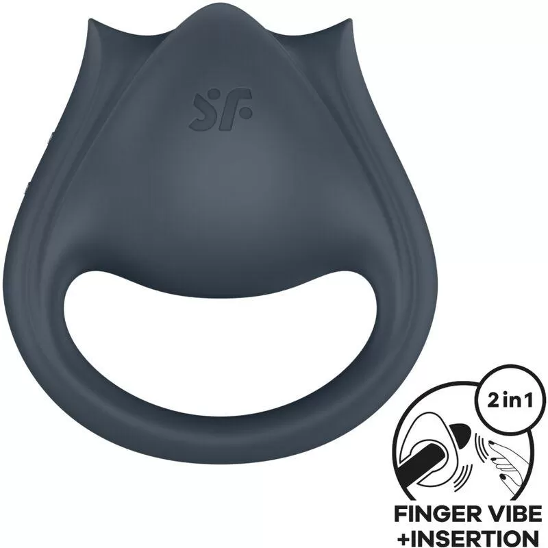 Satisfyer - perfect pair 2 multivibrador 2 en 1 anillo para pene & estimulador de dedo gris