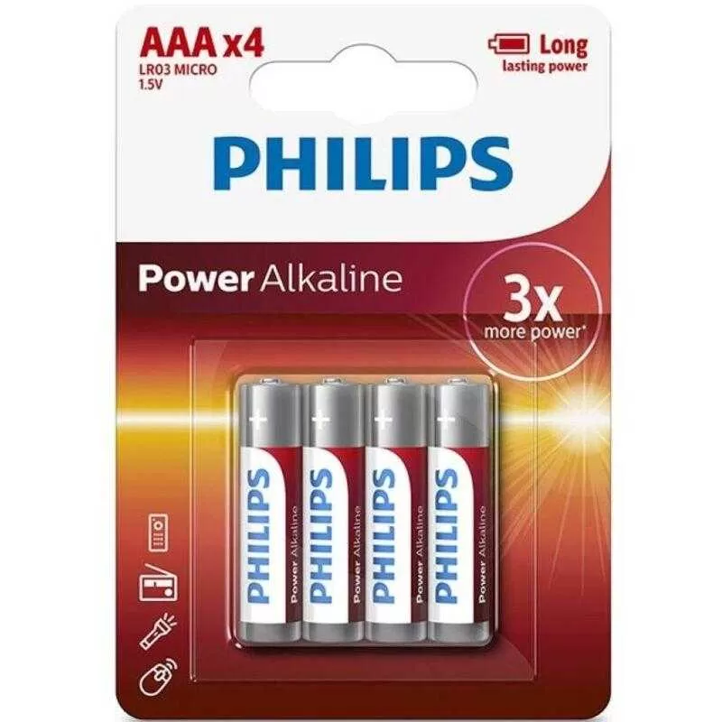 Philips - power alkaline pila aaa lr03 blister*4