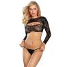 Top Manga Larga y Tanga Negro Subblime, de frente