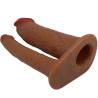 Arnés Keaven con dildo hueco y doble Pretty Love, dildos en horizontal vistos desde la base