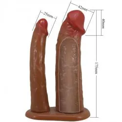Pretty love - yairon funda para pene doble con extensión de 4 cm mulato