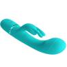 Pretty Love Scocco turquesa, vibrador rabbit en horizontal con el brazo estimulador
