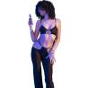 Chilirose - cr 4851 set top negro y leggins con complementos dorados - 4