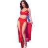 Chilirose - cr 4850 set top rojo y leggins con complementos dorados - 1