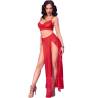 Chilirose - cr 4850 set top rojo y leggins con complementos dorados - 2