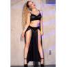 Chilirose - cr 4672 top negro falda y tanga con cadenas doradas - 6