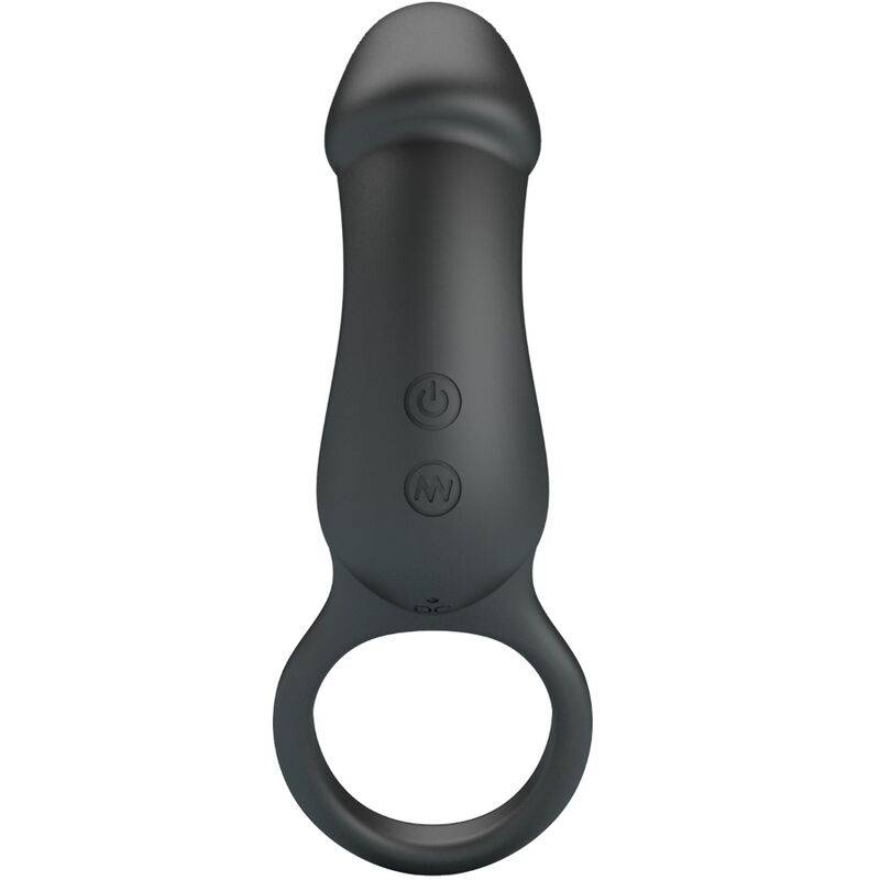 Pretty Love Trae negro, anillo con vibrador de frente y botones