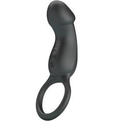 Pretty Love Trae negro, anillo con vibrador visto desde el otro lado