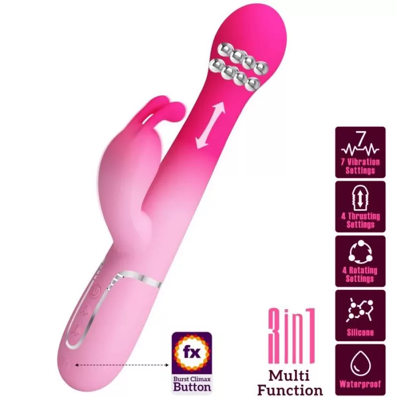Pretty love - dejon vibrador rabbit 3 en 1 multifunción rosa