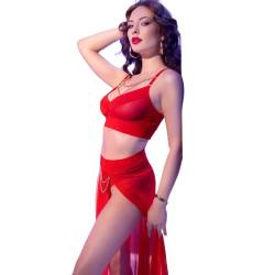 Chilirose - cr 4850 set top rojo y leggins con complementos dorados - - 22