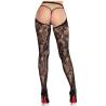 Leg avenue - medias de encaje de rosas con parte trasera abierta negro - 2