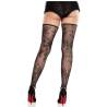 Leg avenue - medias sin pies de encaje floral negro - 2