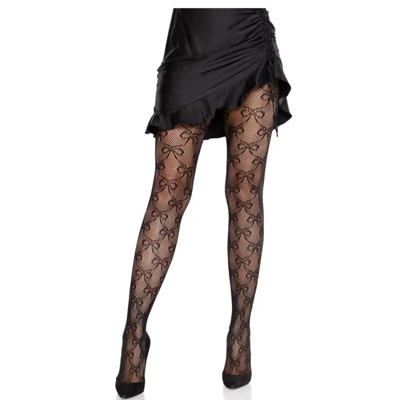 Leg avenue - mallas de red con lazo negro Leg avenue - mallas de red con lazo negro